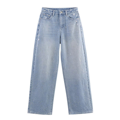 Water drill short denim jacket+pants set