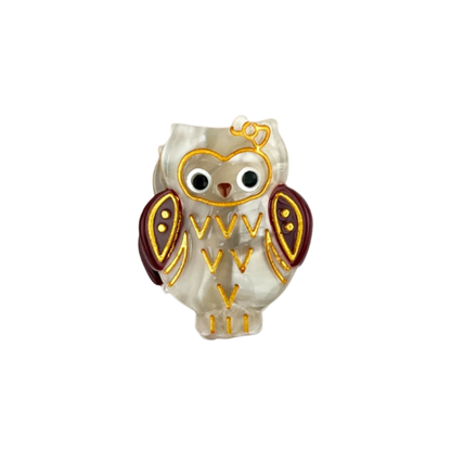 SSR Acetate Mini Gray Owl Claw Clip