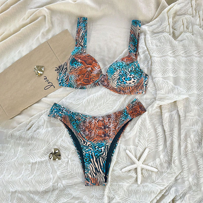 Two-Piece Swimwear for Women with Tie-Up Design Elegant Beach Swim Suit