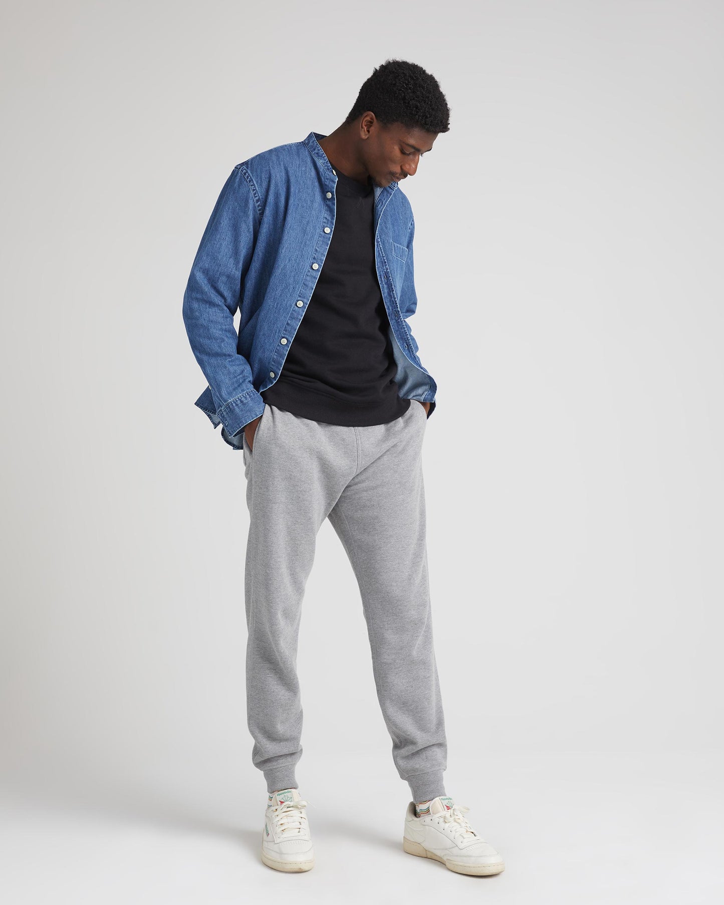 Mens Recycled Fleece Tapered Sweatpant - Recycled Fleece - Heather Grey