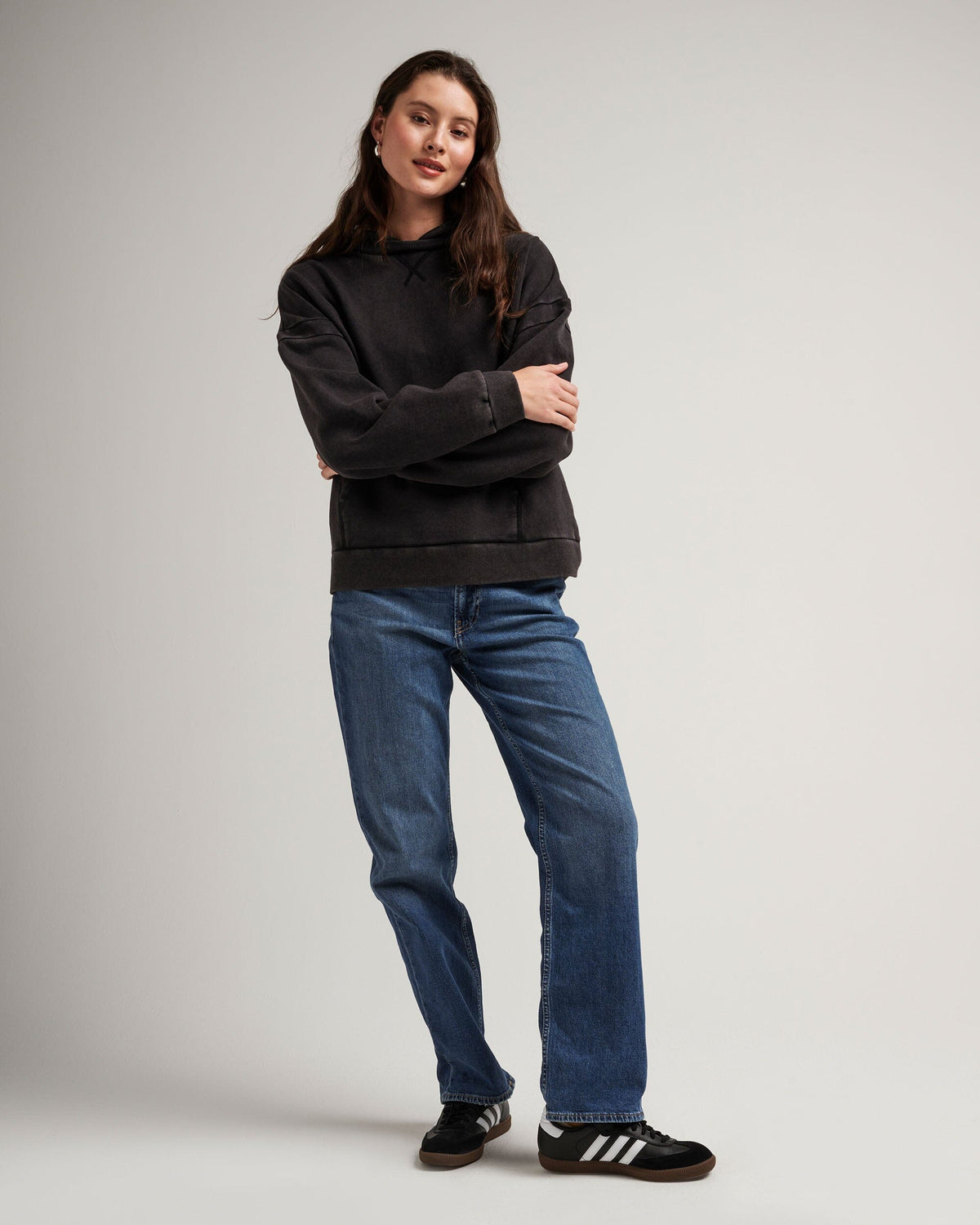 Womens Recycled Fleece Hoodie - Recycled Fleece - Mineral Black
