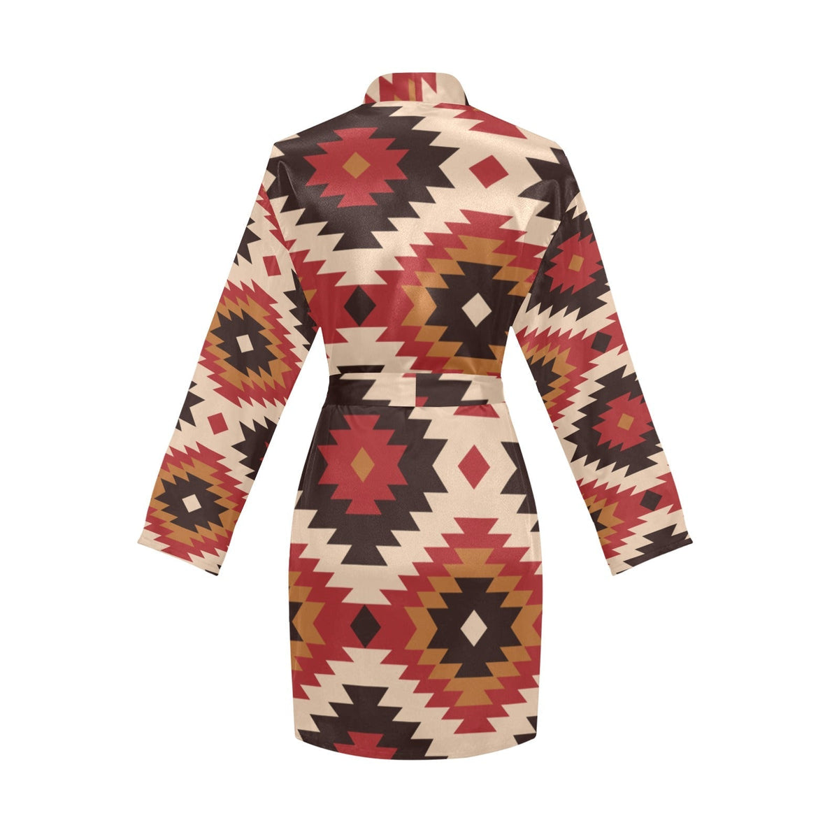 Colores de Mexico Santa Fe Aztec Women's Belted Satin Feel Dressing Lounge Robe
