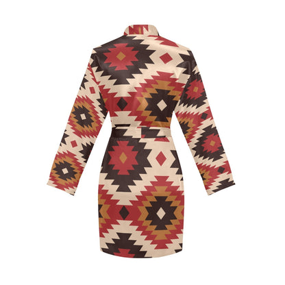 Colores de Mexico Santa Fe Aztec Women's Belted Satin Feel Dressing Lounge Robe