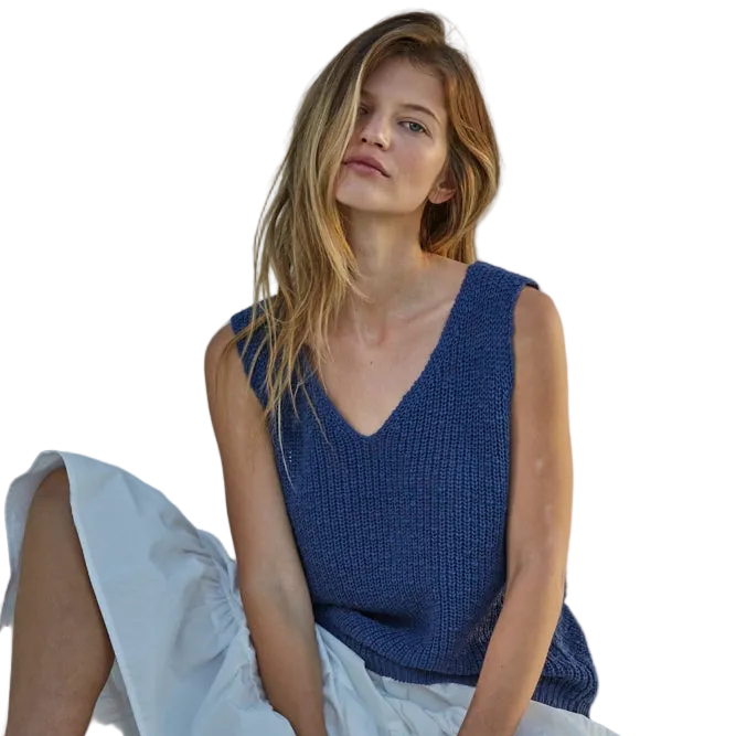 By Together Cotton V-Neck Sleeveless Knit Sweater Vest - Navy
