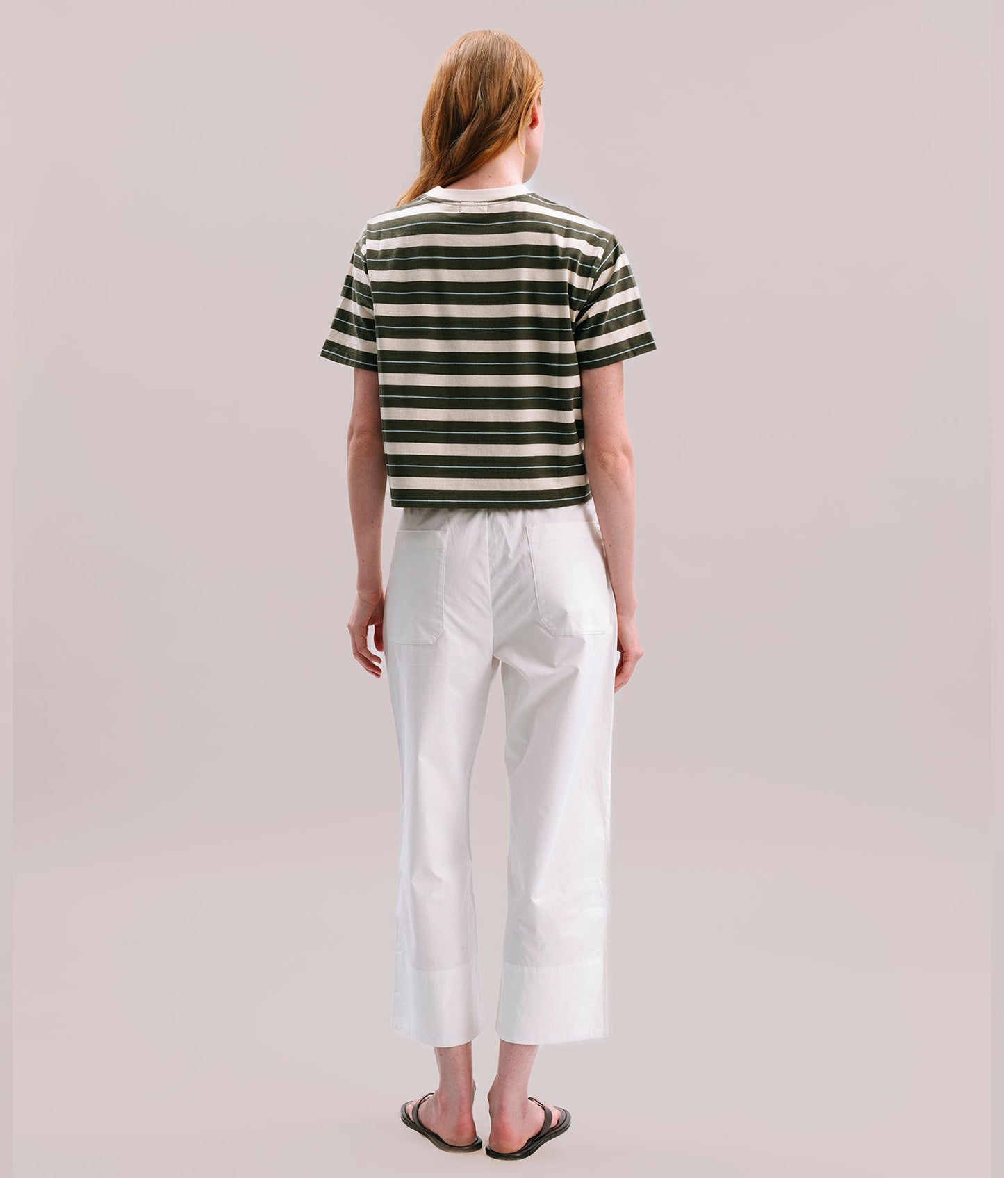 Womens Recycled Stripe Tee - Recycled Jersey - Surplus Green Stripe