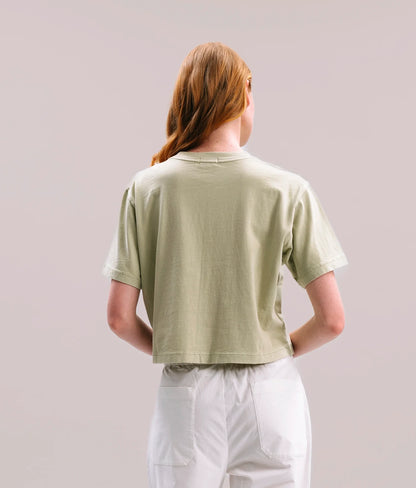Womens Relaxed Crop Tee - Pigment Dye Jersey - Aloe