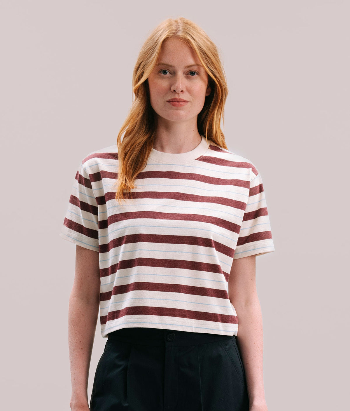 Womens Recycled Stripe Tee - Recycled Jersey - Red Stripe