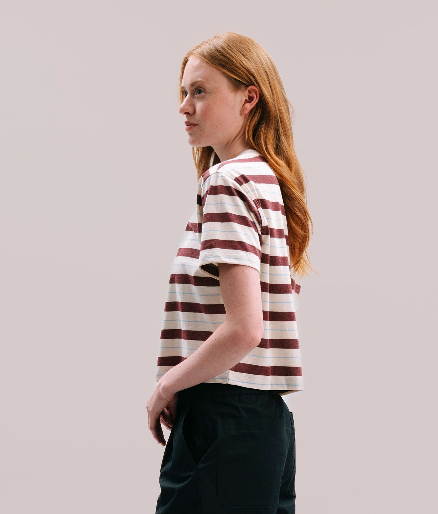 Womens Recycled Stripe Tee - Recycled Jersey - Red Stripe