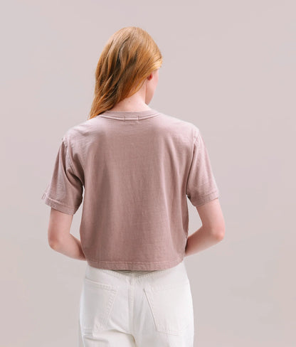 Womens Relaxed Crop Tee - Pigment Dye Jersey - Soft Mauve