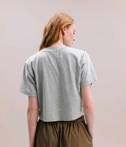 Womens Relaxed Crop Tee - Pigment Dye Jersey - Heather Grey