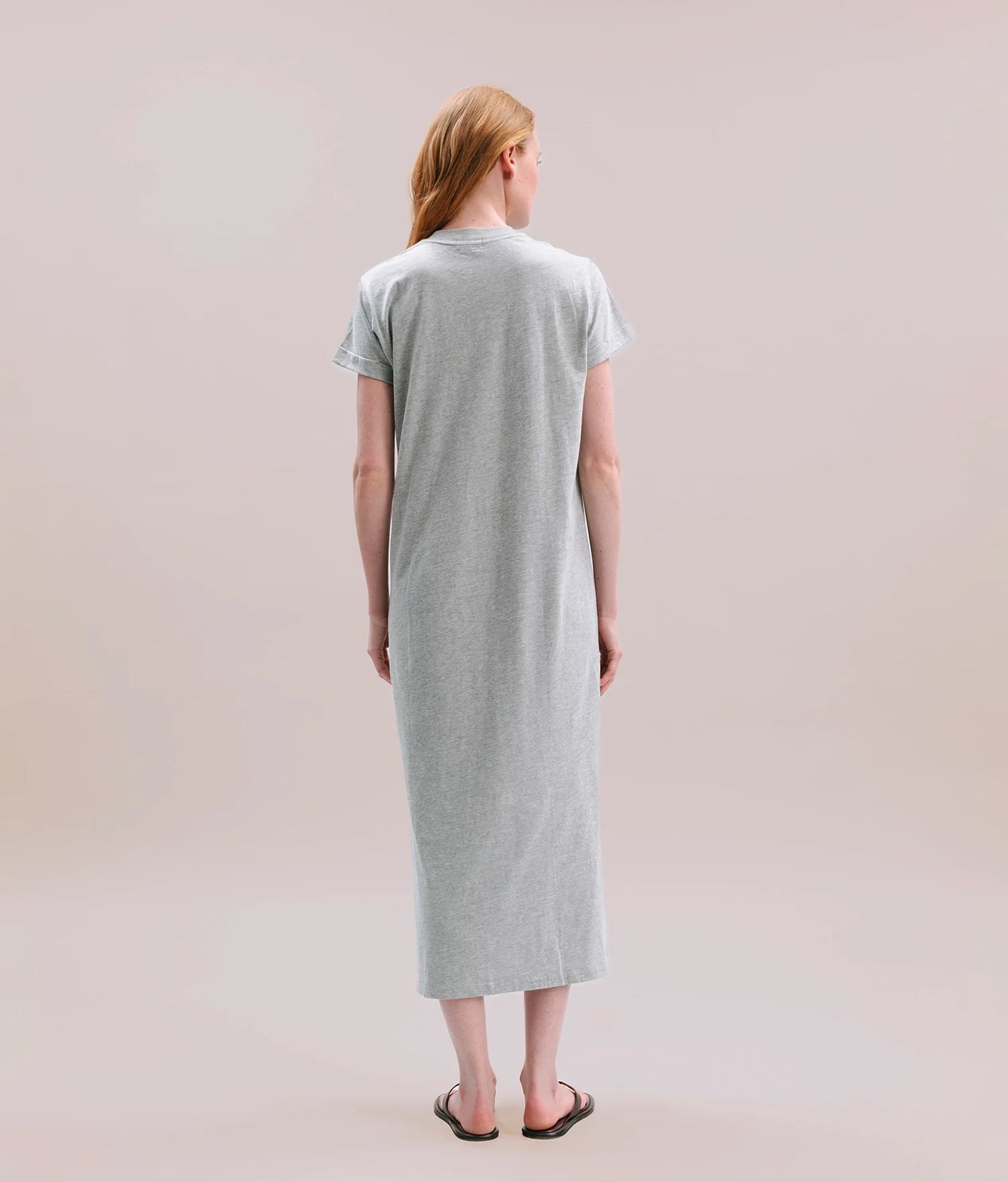 Womens Relaxed Tee Maxi Dress - Pigment Dye Jersey - Heather Grey
