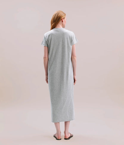 Womens Relaxed Tee Maxi Dress - Pigment Dye Jersey - Heather Grey
