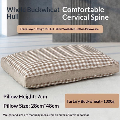 Buckwheat Cervical Pillow – All-Cotton Washable Neck Support for Deep Sleep
