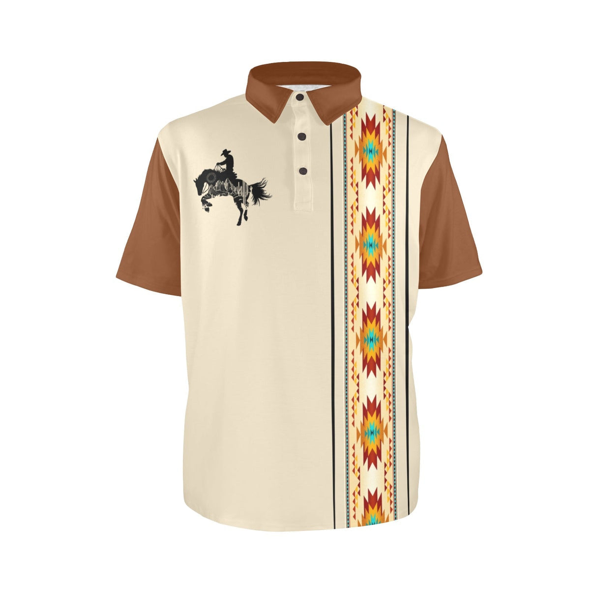 Baha Ranch Desert Cowboy Aztec Polo Shirt