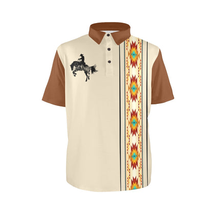 Baha Ranch Desert Cowboy Aztec Polo Shirt