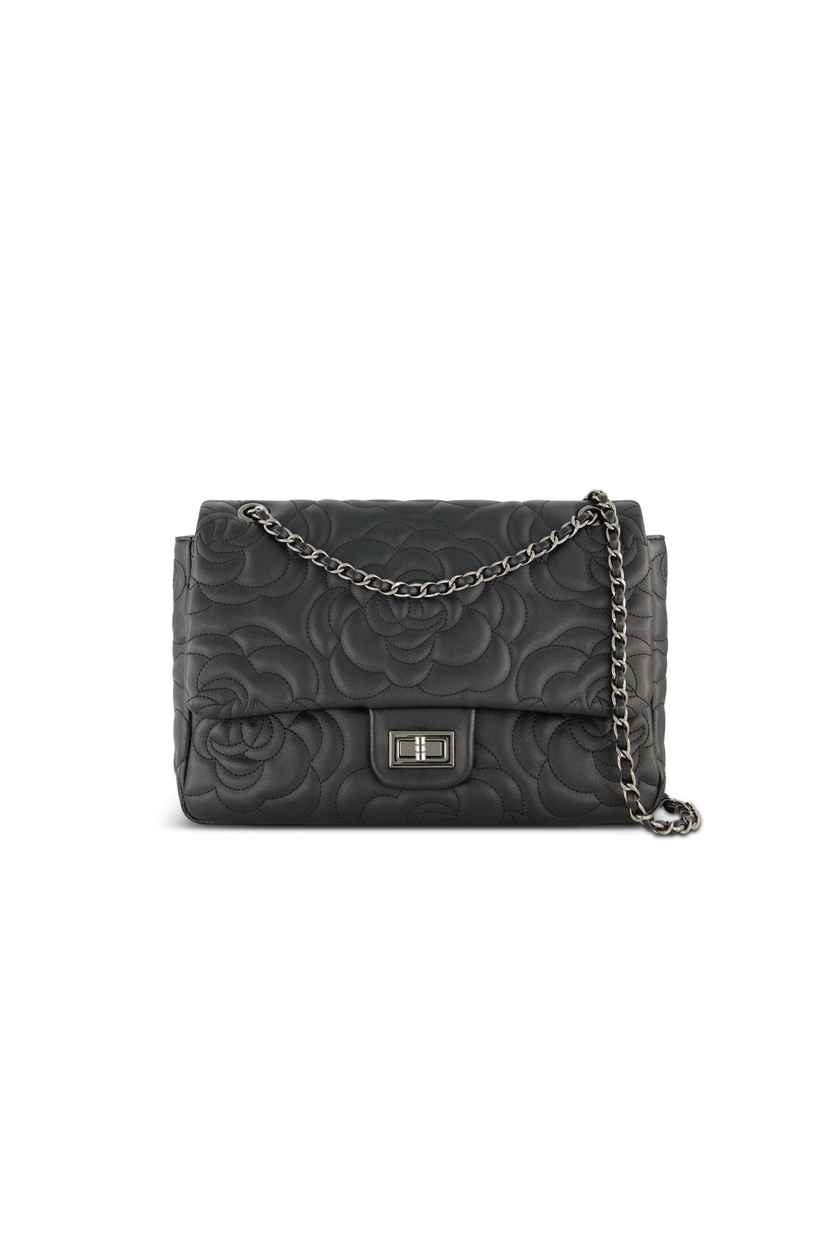 Alessia Rose Embossed Leather Bag - Black