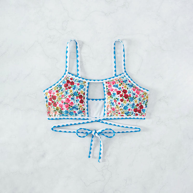 small floral print bikini with tie-back design