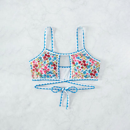 small floral print bikini with tie-back design