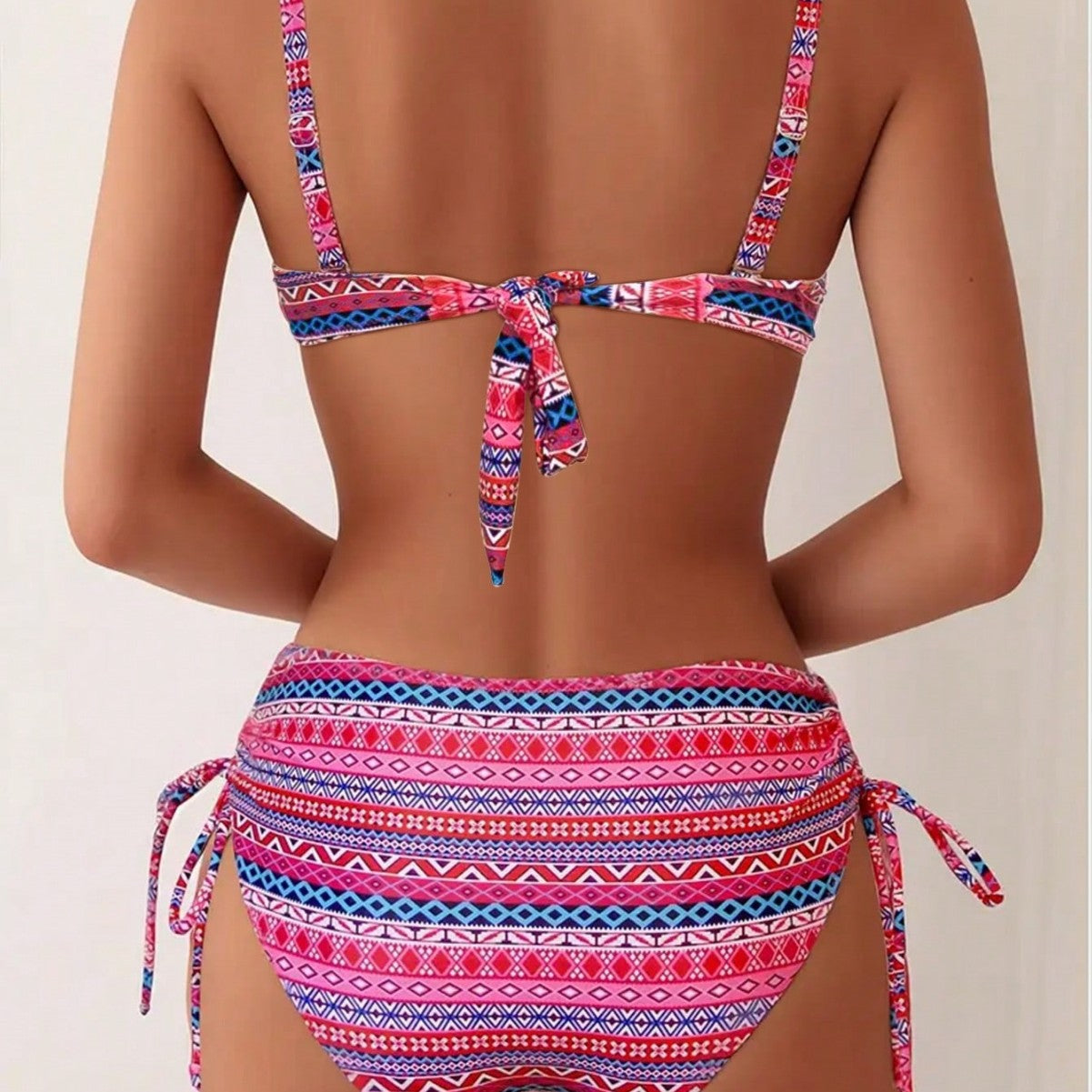 Ethnic printed high elasticity knitted fabric swimsuit