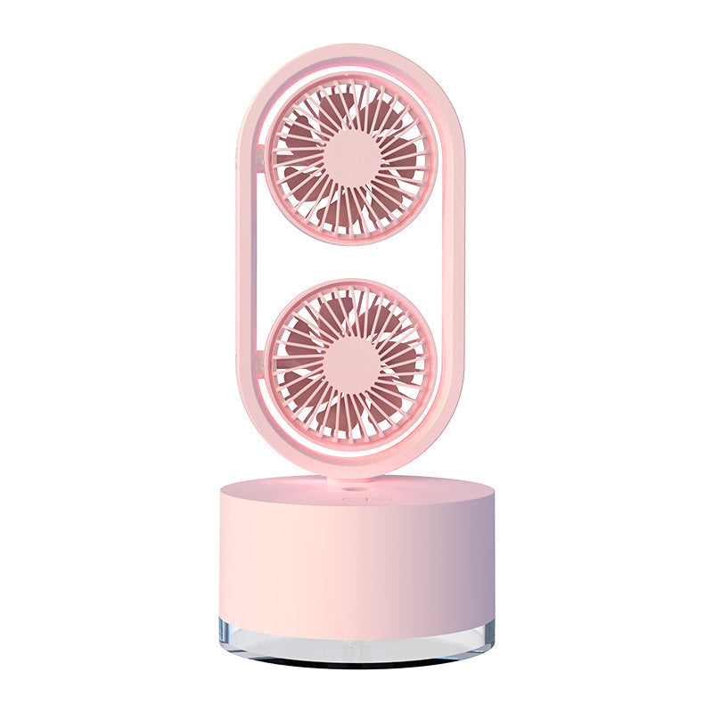 Two-In-One New Double-Leaf Spray Water-Cooled Fan Desk Top Dormitory Small Fan Ins Wind Humidifier Desk Fan