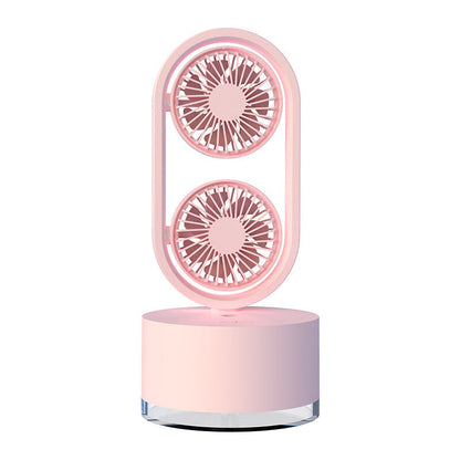 Two-In-One New Double-Leaf Spray Water-Cooled Fan Desk Top Dormitory Small Fan Ins Wind Humidifier Desk Fan