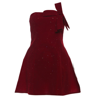 Solid Color Strapless High-Waist Elegant Chic Dress