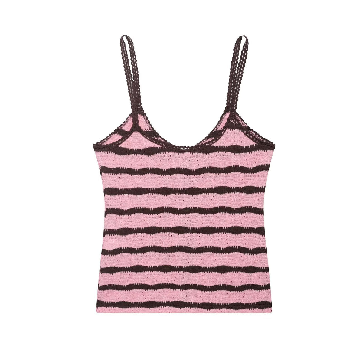 Striped knit camisole top+micro flared pants set