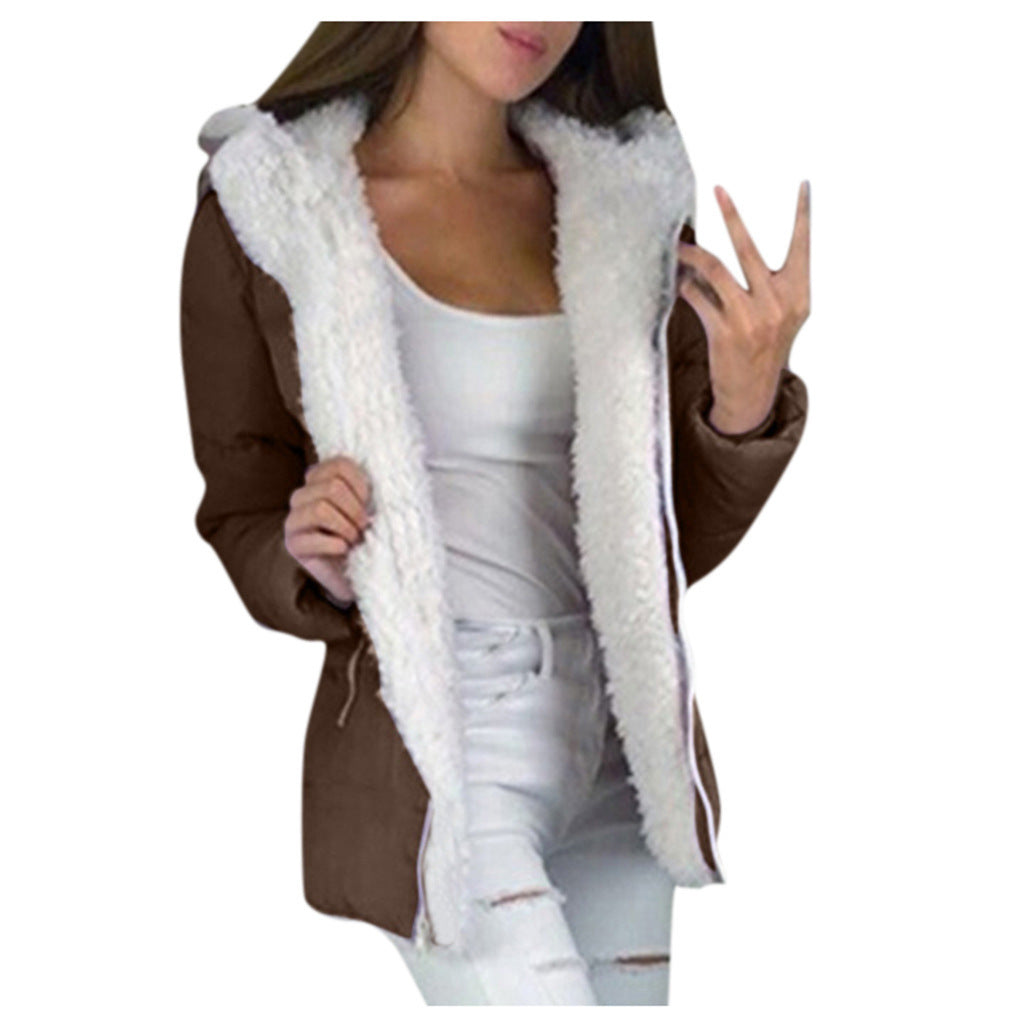 Fleece-lined Cardigan Hooded Coat Cotton-padded Jacket