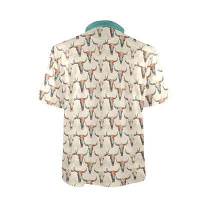 Baha Ranch Colored Skulls Men's Polo Style Shirt