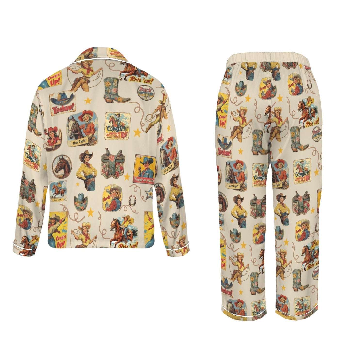 Baha Ranch Vintage Cowgirl Collage Western Rodeo Pajamas