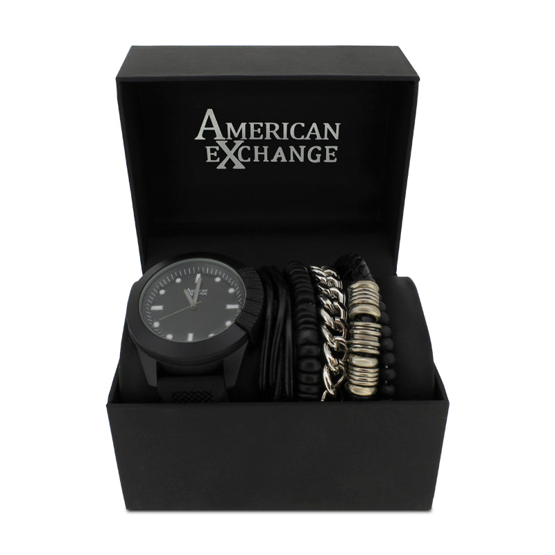 American Exchange Men's Black And Silver Watch 5413