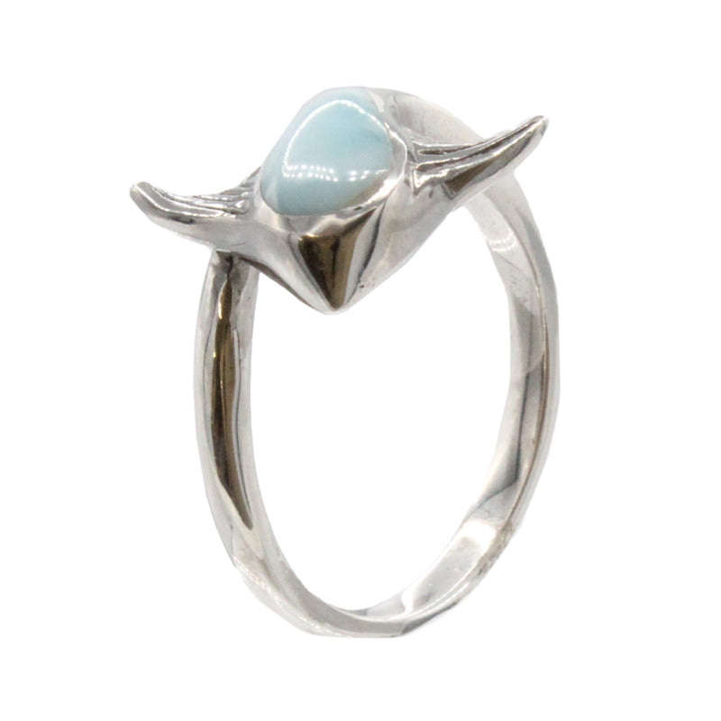 Larimar Stone Sterling Silver Stingray Ring Size 8 By Marahlago