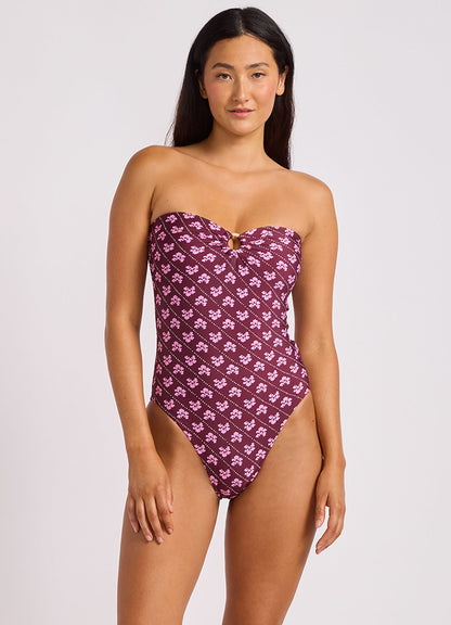 Batik Bloom Bandeau One Piece Swimsuit
