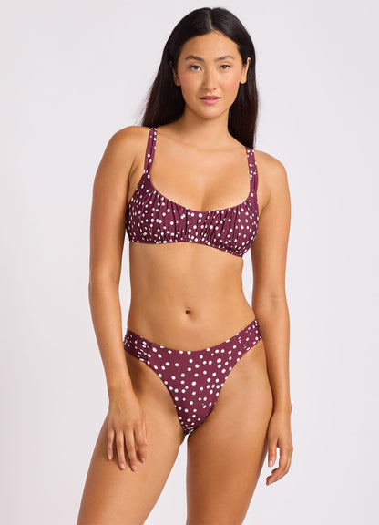 Dolce Dot High Leg Ruched Side Bikini Bottom