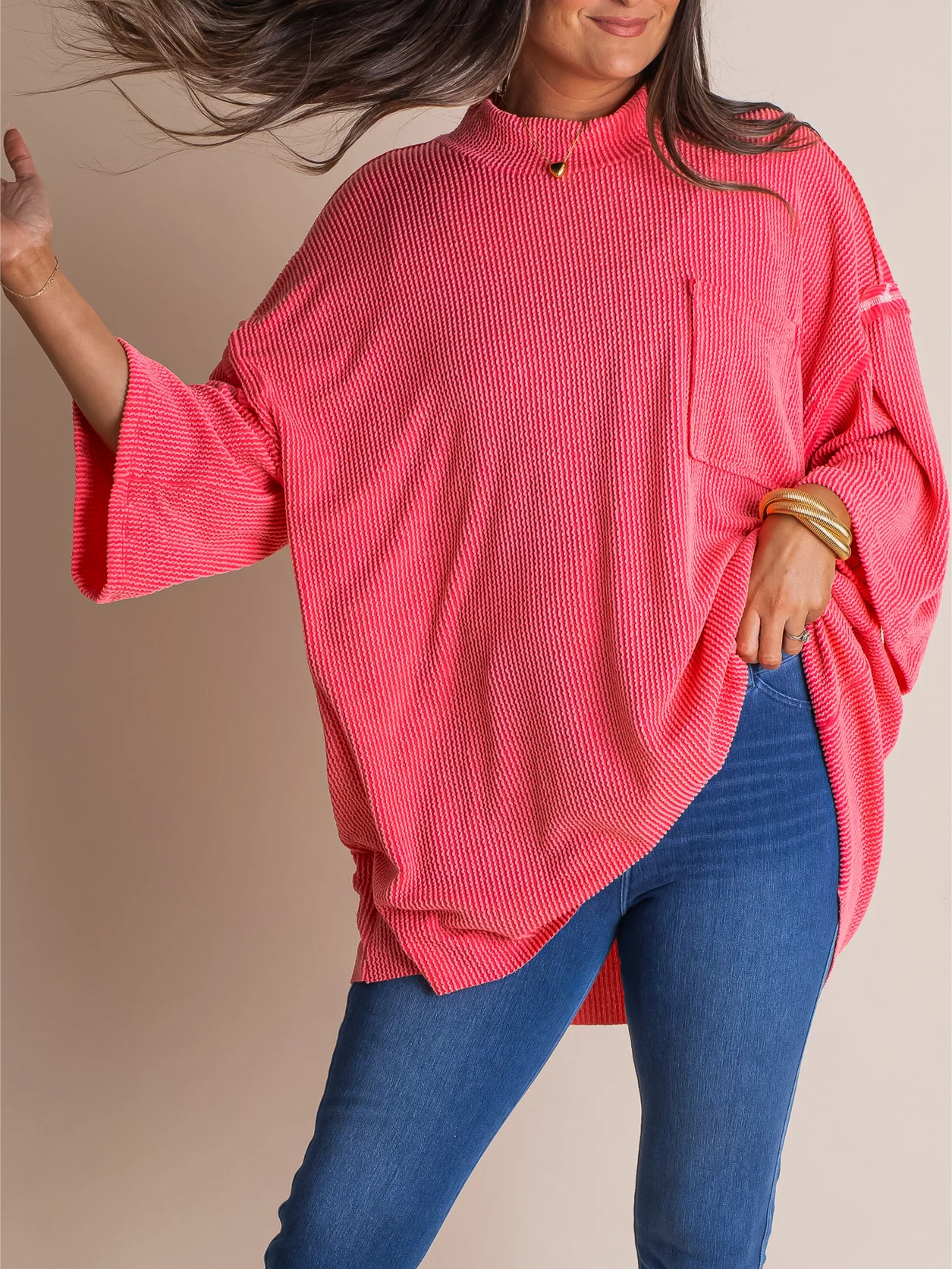 Women's Oversize High Neck Urban Ribbed Top(Buy 2 Free Shipping)