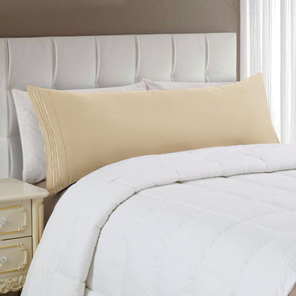 Elegant Comfort Body Pillowcase - 1 Piece - 3 Line Embroidery