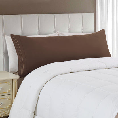 Elegant Comfort Body Pillowcase - 1 Piece - 3 Line Embroidery
