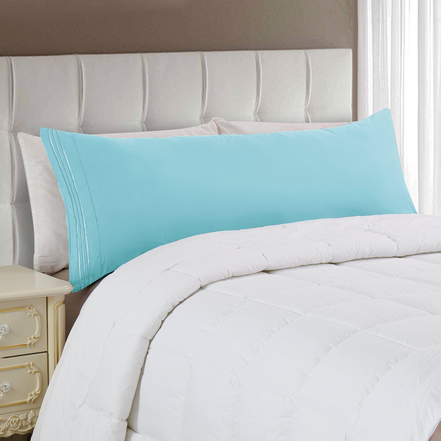 Elegant Comfort Body Pillowcase - 1 Piece - 3 Line Embroidery