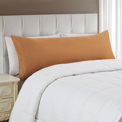Elegant Comfort Body Pillowcase - 1 Piece - 3 Line Embroidery