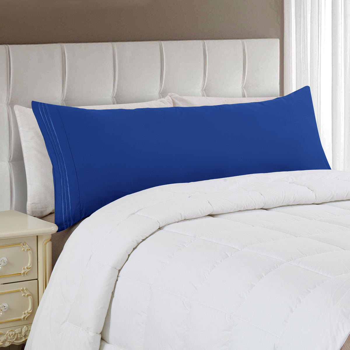 Elegant Comfort Body Pillowcase - 1 Piece - 3 Line Embroidery