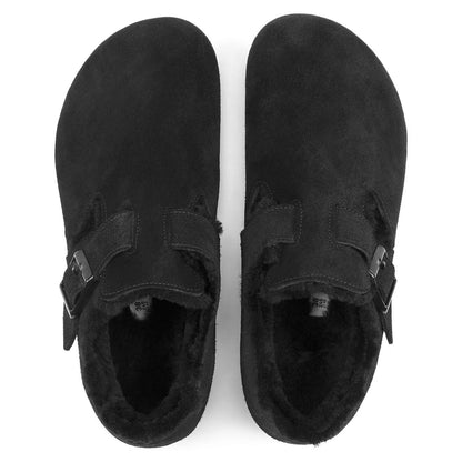 Birkenstock Unisex London shearling Suede Leather Black