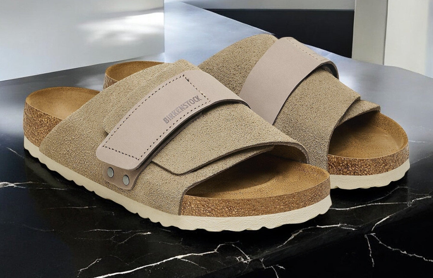 Birkenstock Women's Kyoto 'Nubuck Suede Taupe' Narrow Width Sandals