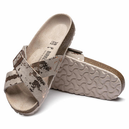 Birkenstock Women's Siena Big Buckle Suede Leather Vintage Metallic Rose Copper Sandals