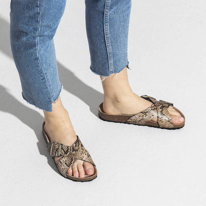 Birkenstock Women's Siena Embossed Leather Snake Beige Sandals