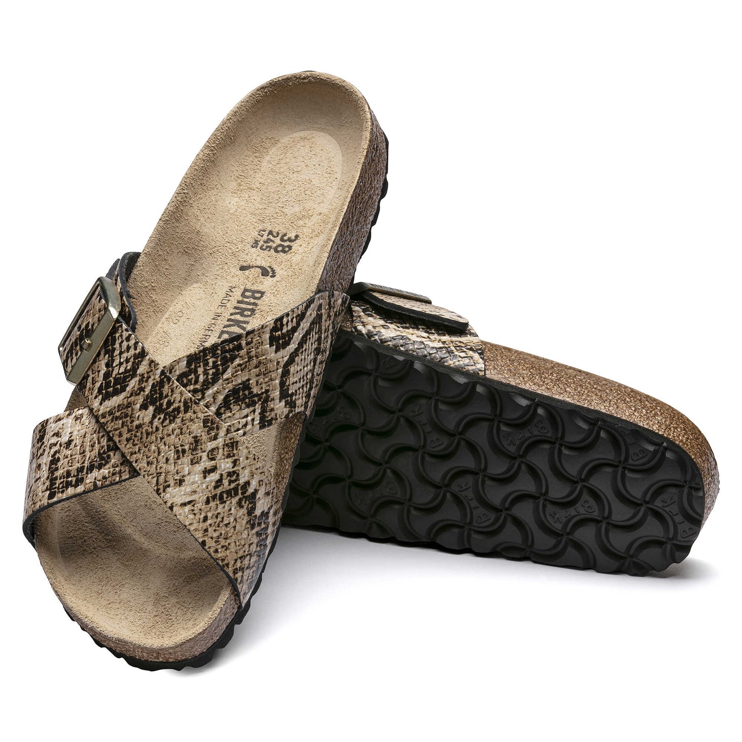 Birkenstock Women's Siena Embossed Leather Snake Beige Sandals