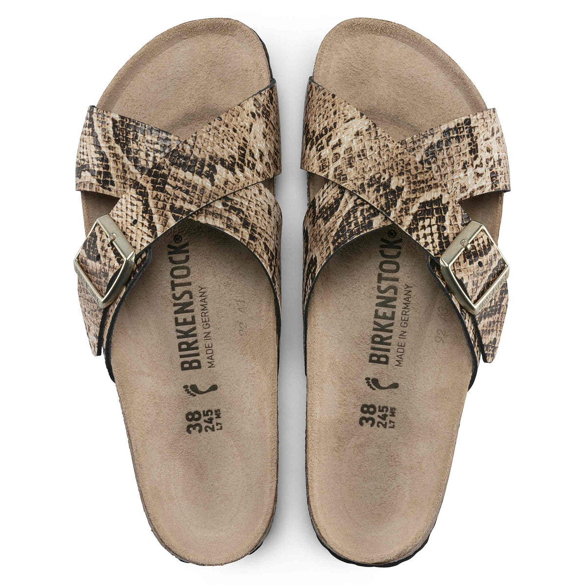 Birkenstock Women's Siena Embossed Leather Snake Beige Sandals