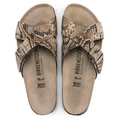 Birkenstock Women's Siena Embossed Leather Snake Beige Sandals