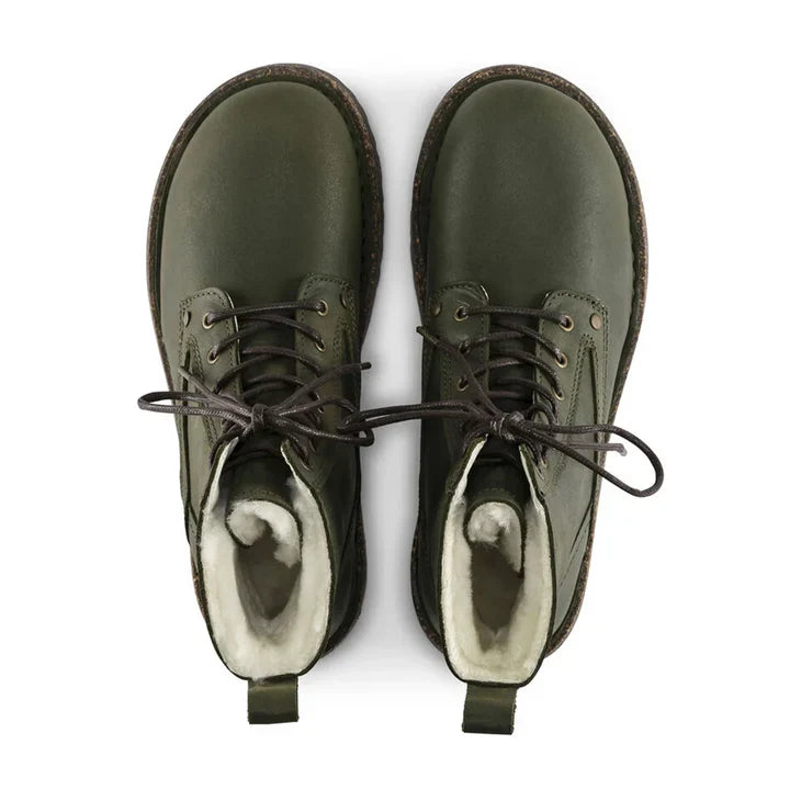 Birkenstock Women's Bryson Shearling Oiled Nubuck Leather Hunter Green Boots