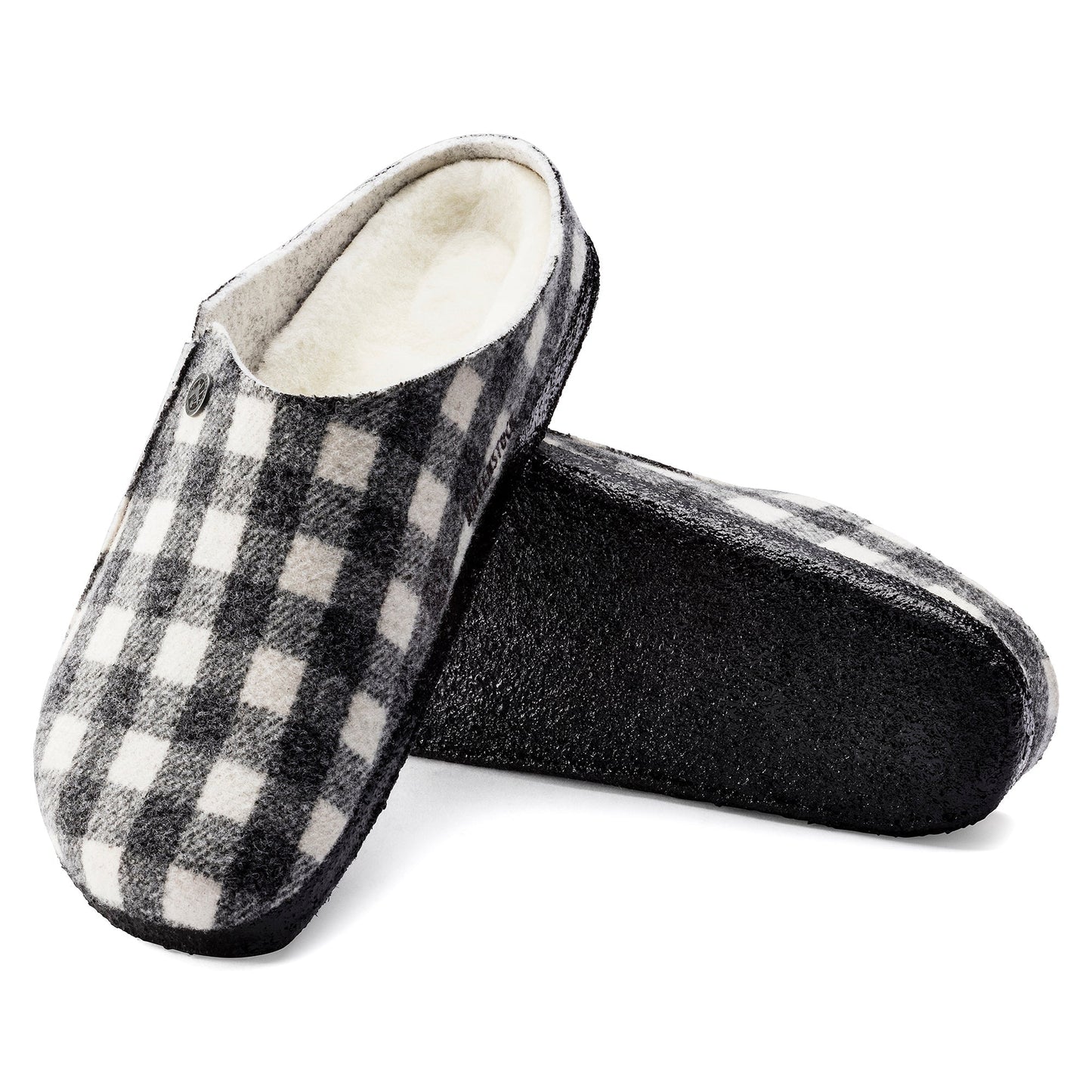 Birkenstock Zermatt Shearling Wool Felt Plaid White