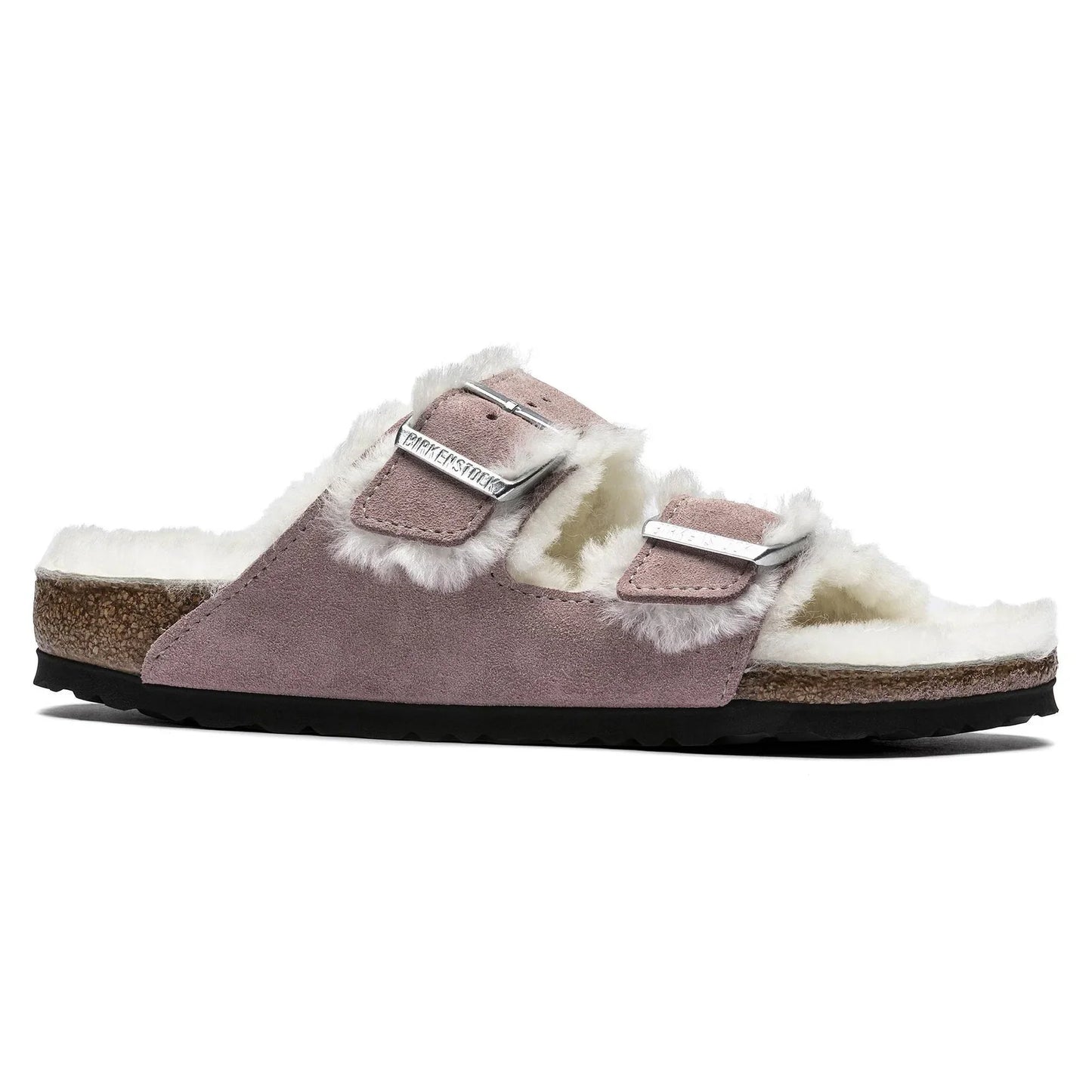 Birkenstock Arizona Shearling Suede Leather Soft Mauve Sandals